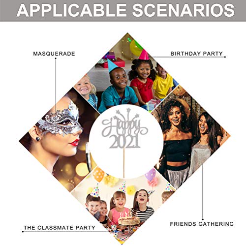 NUOBESTY Topos de cupcake Happy New Year 2021, palitos de sobremesa, decorações de bolo de mesa para