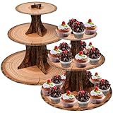 Ira Pollitt 2 Pcak 3 Tier Woodland Cupcake Stand Wooden Cupcake Stand Tower Wood Birthday Party Supplies for Woodland Forest Birthday Party Decor Supplies