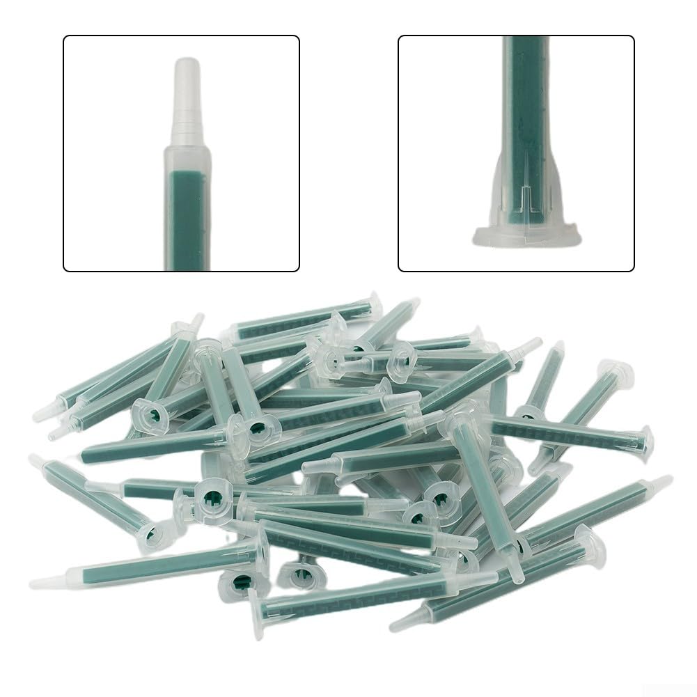 Lot de 50 buses mélangeuses statiques 2K AB de 83 mm de long avec 5,3 mm de diamètre intérieur et design à 16 nœuds, embouts de mélange autocollants pour cartouches à double composant pour seringues