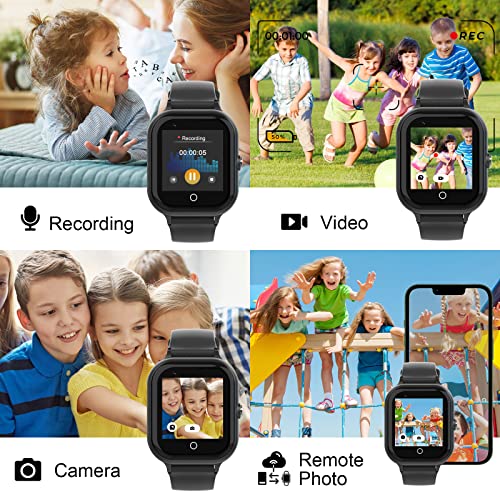 wonlex Kids Smart Watch with GPS Tracker and Calling, 4G Smartwatches Girls Boys with SIM Card SOS Camera Voice Video Call School Mode for Kids Children Aged 4-12 Birthday Gifts (Black)4