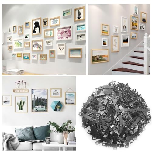 Image of 100 Pcs Sawtooth Hangers Picture Hanging Kit 1.77in Sawtooth Picture Hangers Picture Hooks with Screws Picture Frame Hangers for Photos Artwork Clock (Black /XK-JC)