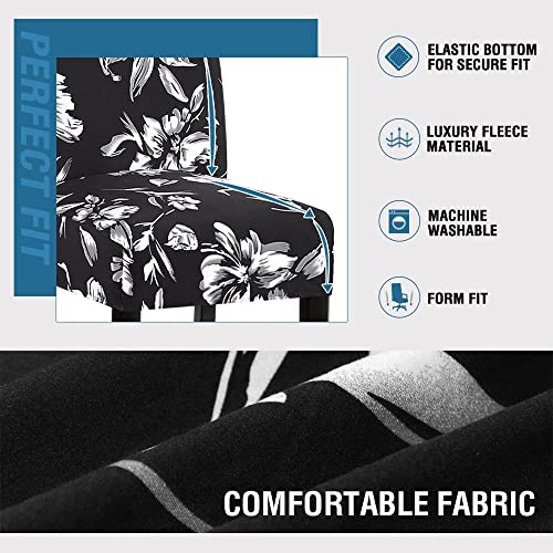 H.versailtex Bar Stool Cover Pub Counter Stool Chair Slipcover For Dining Room Cafe Bar Stool Slipcovers Stretch Floral Removable Washable Bar Stool Seat Covers For Hotel, Ceremony (2 Pack, Black) #TOP4