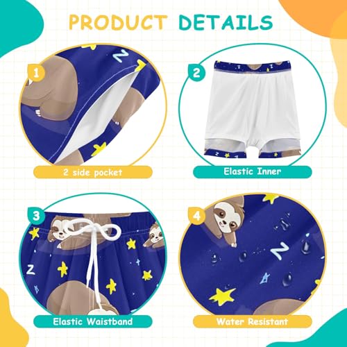 Bolaz Toddler Boys Swimwear Swim Trunks with Compression Liner 4T Sloth Star4