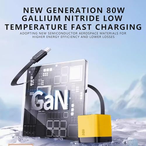 Caricabatterie Retrattile 3 in 1 80w Max Veloce, Caricabatterie per Tablet e Adattatore di Alimentazione Retrattile con Cavo di Tipo C e 2 Porte USB, 2 Pezzi, Bianco