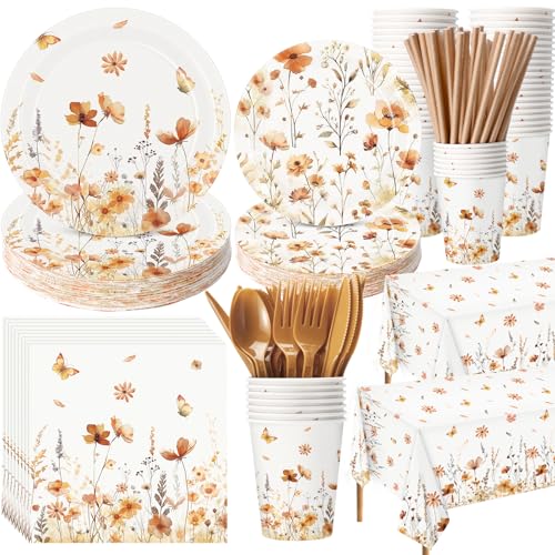 Image of Funnymoom 452 Pcs Fall Wildflower Party Decoration Supplies for 50 Guests