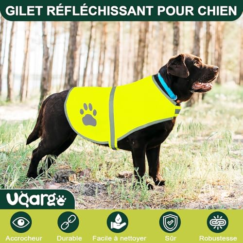 Voarge Reflektierende Sicherheitsweste für Hunde, Hohe Sichtbarkeit, Reflektierende Sicherheitsweste Haustierweste für Nachts im Freien (Gelb, L)