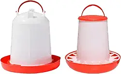 Conjunto de Comedouro E Bebedouro para Galinhas, Dispensador Automático de água E Ração, Balde para água Anti-desperdício, 23x20cm 25x26cm