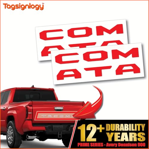 Image of (2 Sets) Prime Series UV Weatherproof Vinyl Decals Precut Letter Inserts Compatible Fits Tacoma Tailgate 2024-2026 (Gloss Red)