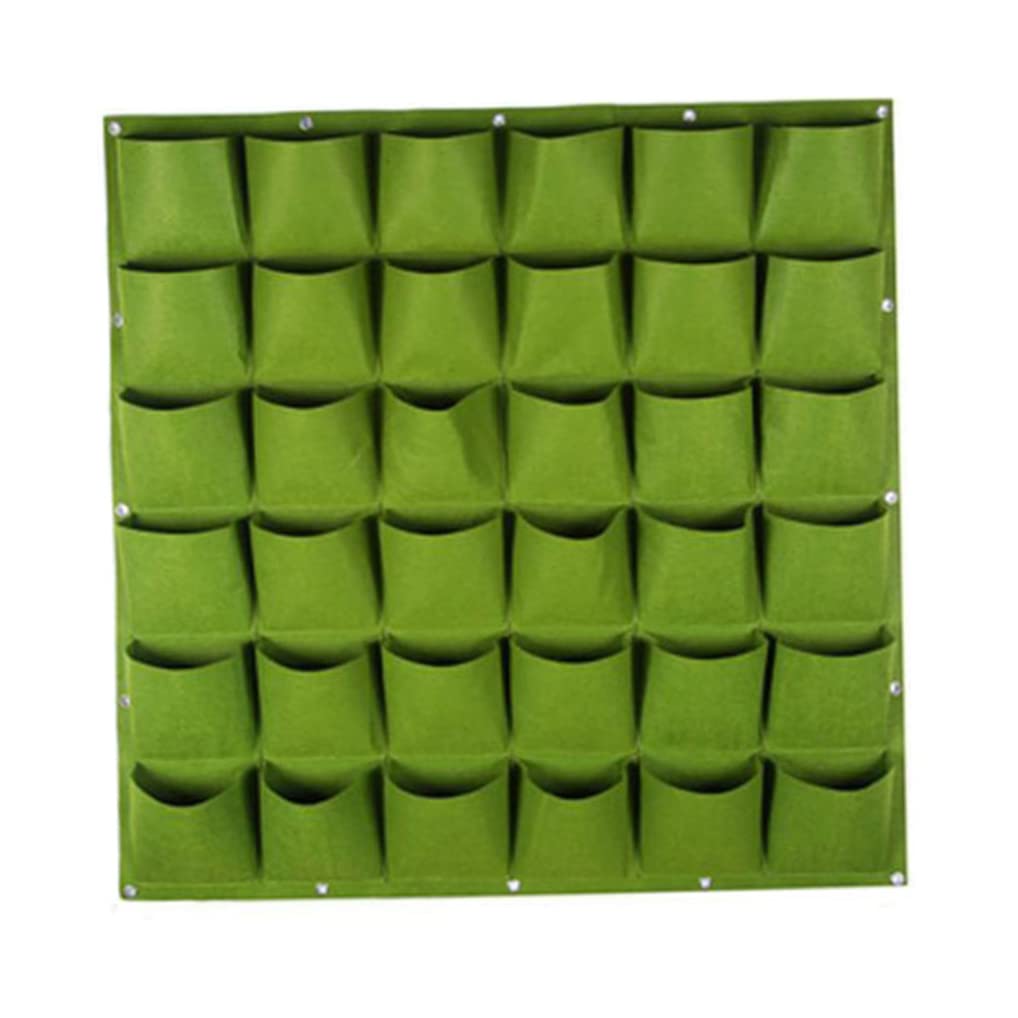 Hbbgdiy Vertical Hanging Planter Bags 36 Pocket Wall Mounted Grow Bags for Plants, Herbs, Vegetables, Indoor Outdoor Balcony Garden Fabric Wall Planters, Green