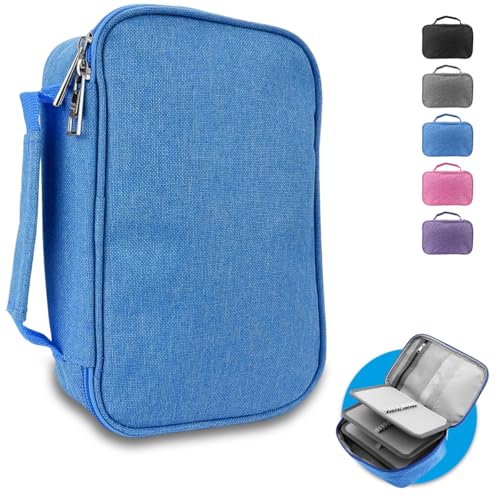 Estojo Box Escolar Grande 100 Lápis Nylon Com 72 Elásticos (Azul)