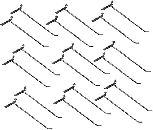 Ganchos Slatwall de 10 pulgadas, cromo, pantalla de suspensión, ganchos de panel de visualización de alambre de metal, juego de 24 piezas