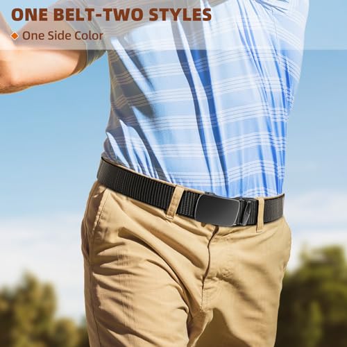BULLIANT Men Belt-Reversible Ratchet Belt Stretchable for Gift Men Work Casual Golf 1 3/8"-Cut For Fit -2 In 1Belt3