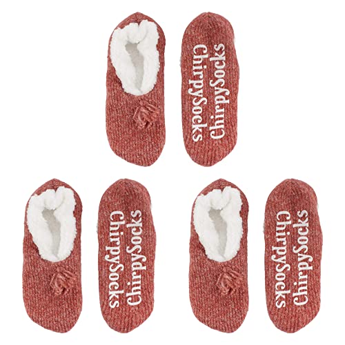 Image of BambooMN Adult Women Super Soft Warm Cozy Fancy Yarn Slippers Non-Slip Lined Socks, Indoor Comfy House Slippers, 3 Pairs