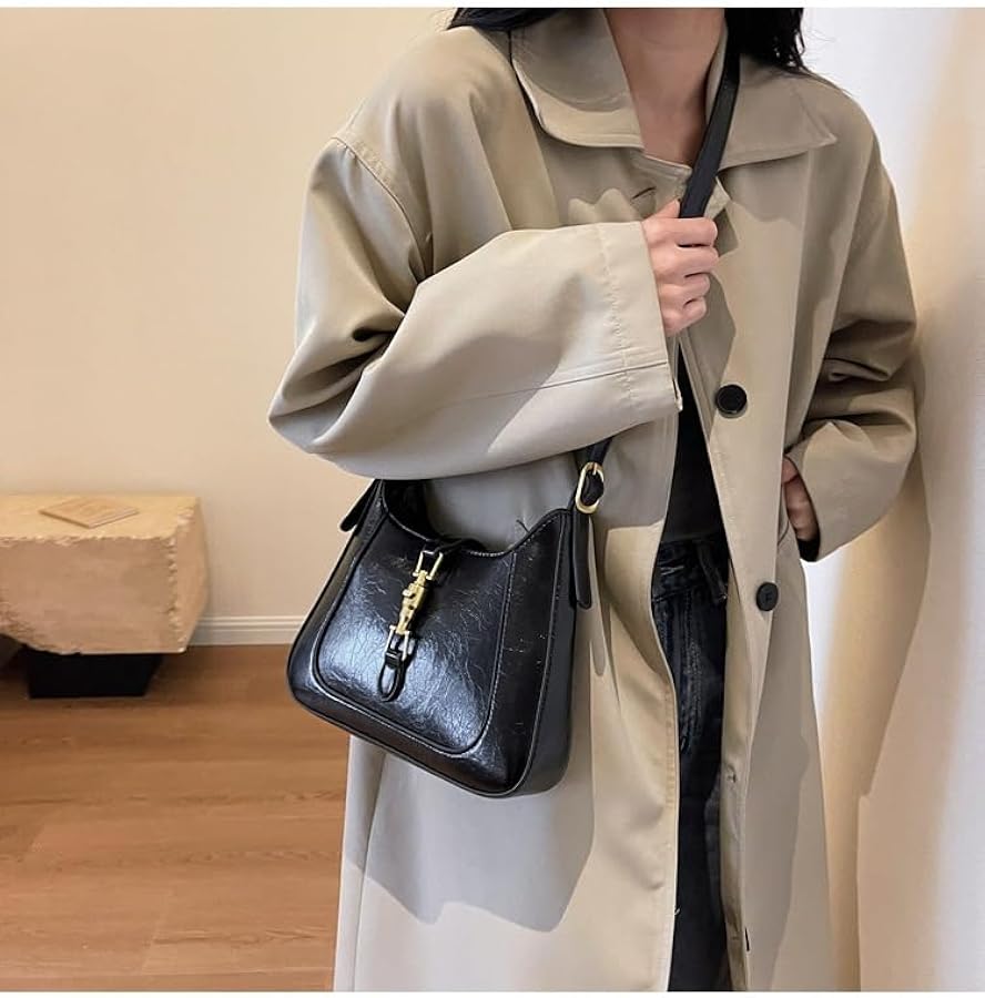 JOLILUNA Women's Burgundy Bag PU Leather Clasp Zipper Shoulder Bag