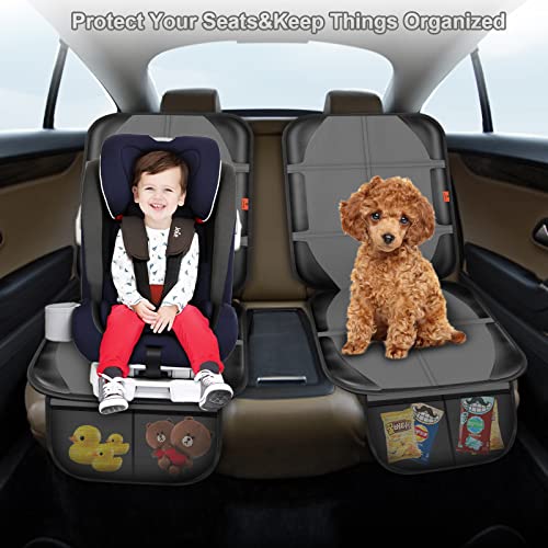 XHYANG Car Seat Protector,2 Pack Automotive Seat Protectors Baby Carseat Pad Waterproof & Durable 600D Fabric for Child Baby Car Seat Mat Vehicle Pet Cover 2 Storage Pockets (2 Pack Gray)