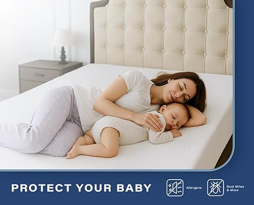 Miniatura 2 de Lubel Luxe - Protector de colchón impermeable, color blanco, bambú natural