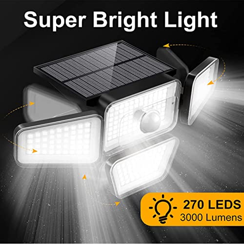 Luminária solar,KKcare 270LED Luz de parede LED PIR Luzes com sensor de movimento à prova d'água ao