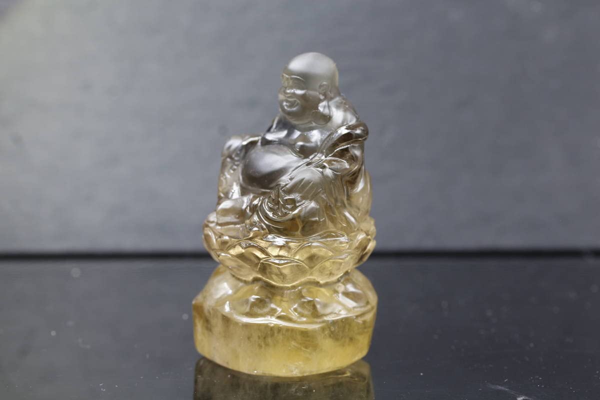 Amazon.co.jp: 天然シトリン 布袋様 仏像 置物 黄水晶 中国美術 商売