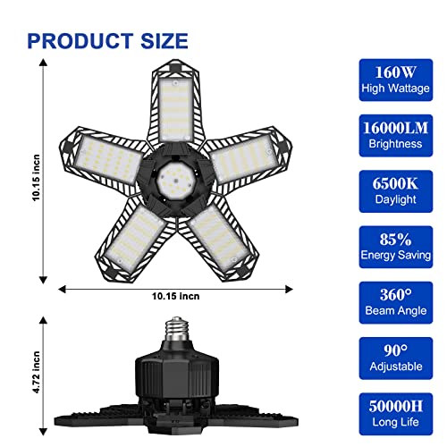 Fomidao 4 Pack Led Garage Light,160W Garage Light With E26/E27 Base,Deformable Garage Led Light With Adjustable Panels For Garage,Workshop,Basement,Warehouse #TOP5