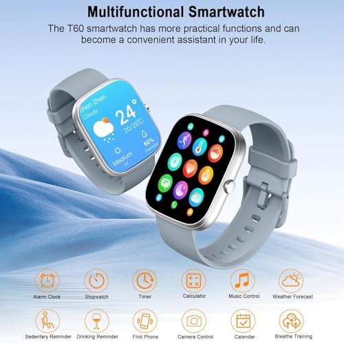 Image of Smart Watch for Men Women, 1.91 inchHD Screen Smartwatch Fitness Tracker(Answer /Make Call), Heart Rate /Activity /Sleep Monitor, SpO2, IP68 Waterproof,110+ Sport Mode, 2025 Step Counter for Android IOS Gray