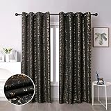 Taisier Home Gold Foil Print Linen Textured Curtains Geometric Dots Pattern Design Curtains Nursery