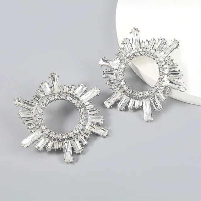 Razered Trend Shiny Rhinestone Flower Dangling Earring for Women Dinner Wedding Accessories Fashion Statement Luxury Jewelry Earring2