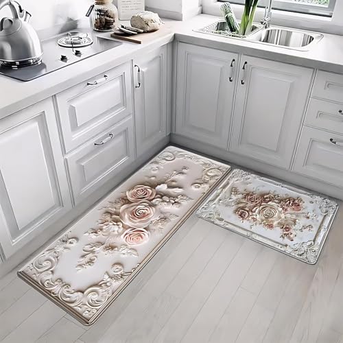 Image of Proxin Anti Fatigue Kitchen Rug Sets 2 Piece Non Slip Kitchen Mats for Floor Cushioned Kitchen Rugs & Mats Waterproof Comfort Standing Mat Runner for Kitchen,Home Office,Sink,Laundry (Multi 2)