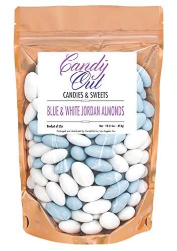 Light Blue and White Jordan Almonds 1 Pound in Stand Up Bag