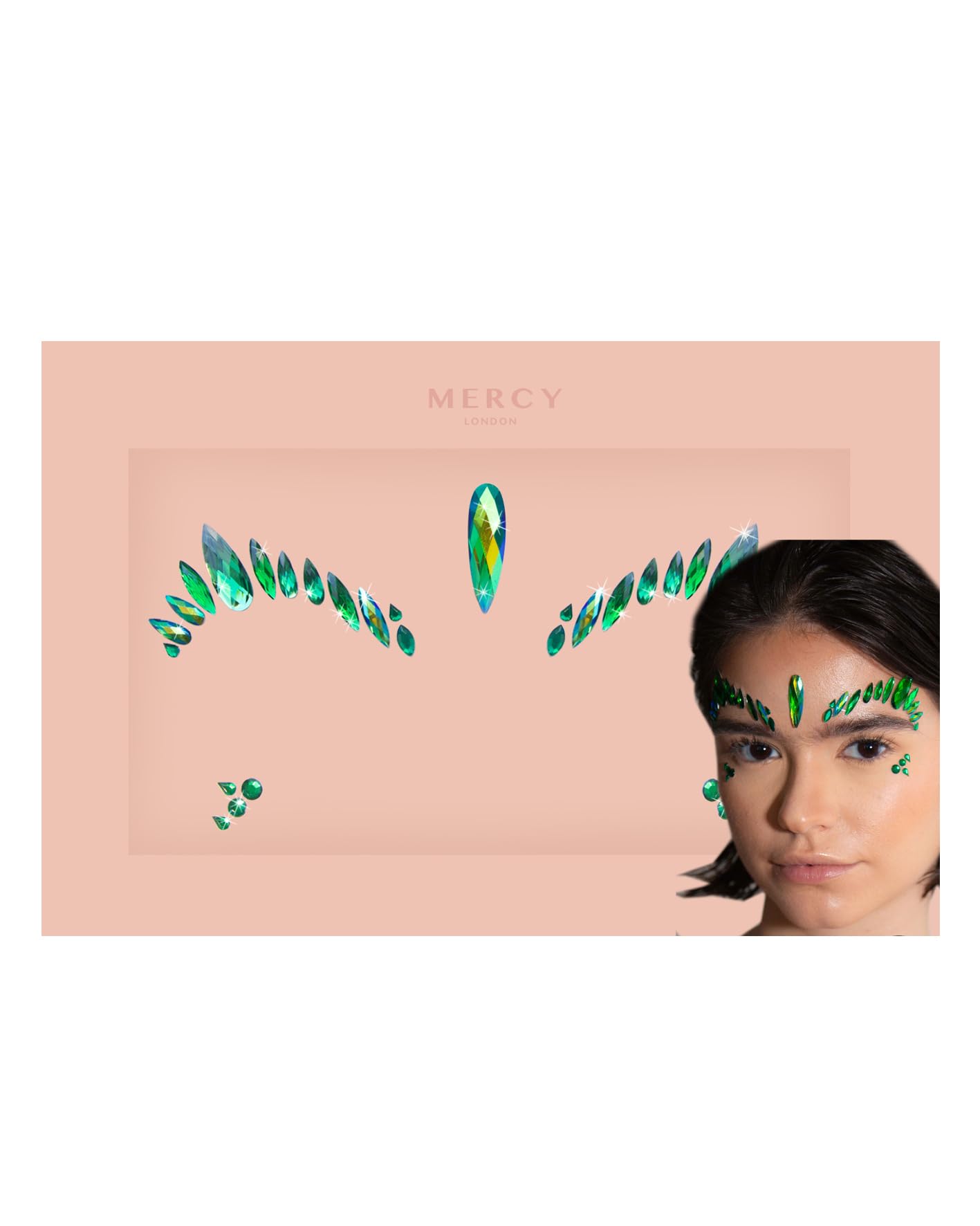 MERCY LONDONPoison Ivy Face Jewels by Mercy London Green Superhero Costume Accessories Gems All In One Festival Headpiece Stick On