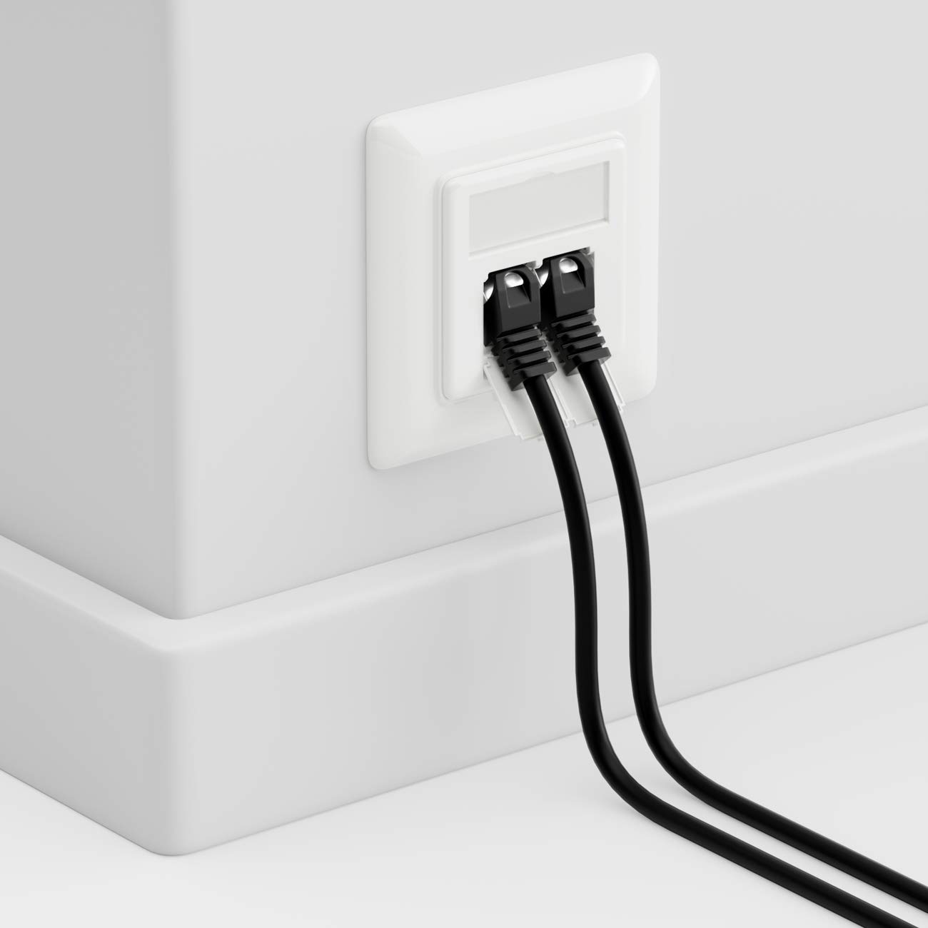 deleyCON Toma de Red CAT6a - 2x RJ45 Blindado Montaje Empotrado Ethernet 10 Gbit - Cable de Conexión e Instalación LAN - Blanco | Blindado, montaje empotrado, 10 Gb Ethernet red LAN Lata, cable de conexión, cable de red y cable de instalación