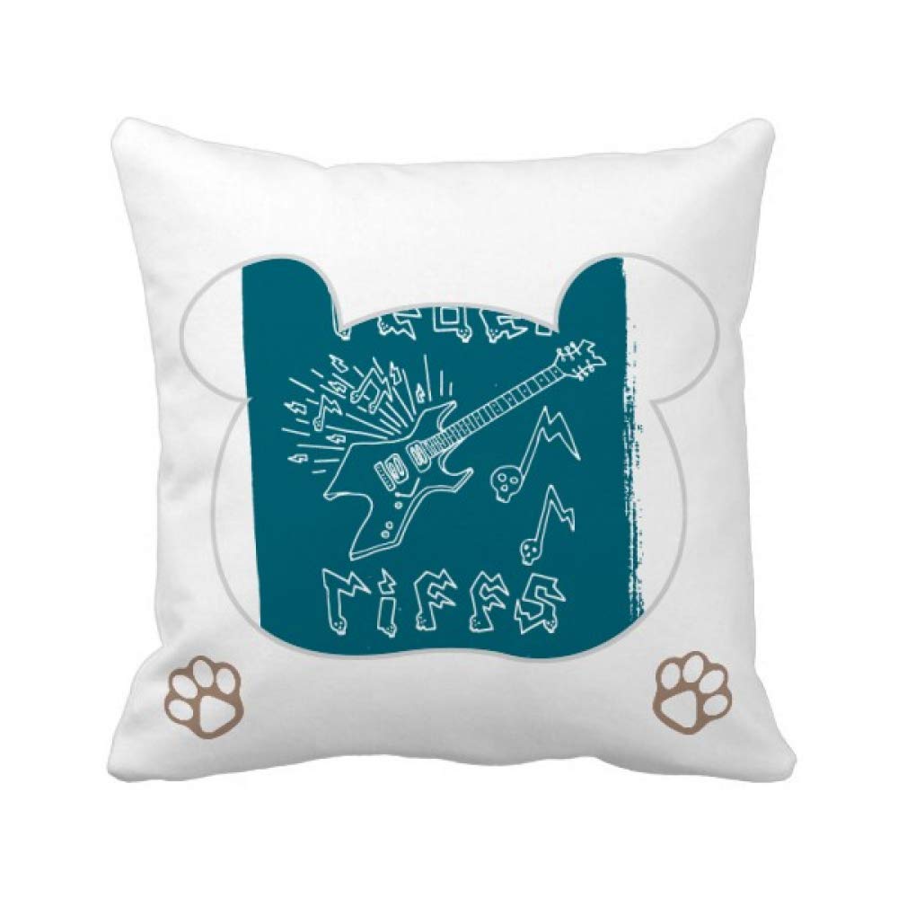 Housse de coussin ours guitare électrique bleu carrée pour canapé