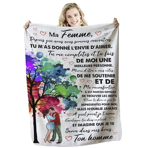 Zinello Design – Manta personalizada suave para regalar a su mujer | Idea de regalo inusual original útil para cumpleaños, Navidad, día de San Valentín, manta para cama decorativa (140 x 180 cm)