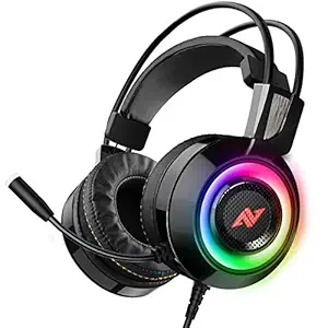 ABKONCORE CH60 True 7.1 Gaming Headset for PS4, PC, Laptop, Bass Vibration, Noise Cancelling, Soft Earmuffs Headphones with Mic, LED Light, in-line Controller, Sound Enhancement for FPS Games