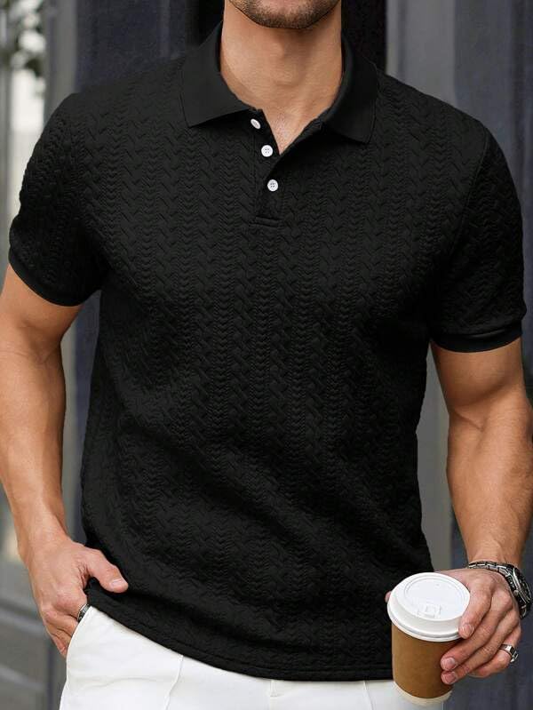 Image of Trillion Jacquard Men's Polo T Shirt for Men | Textured Tshirts for Man (Polyester Blend | Regular Fit)