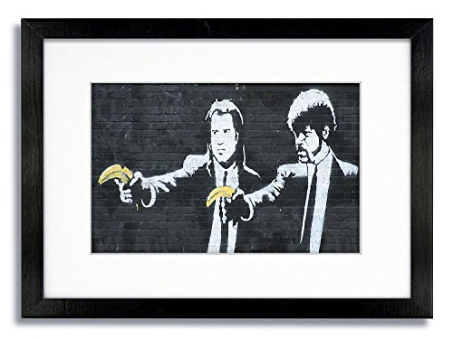 Laminated Posters Banksy Pulp Bananas Mounted & Framed Print ..Measures 10 x 8 Inches