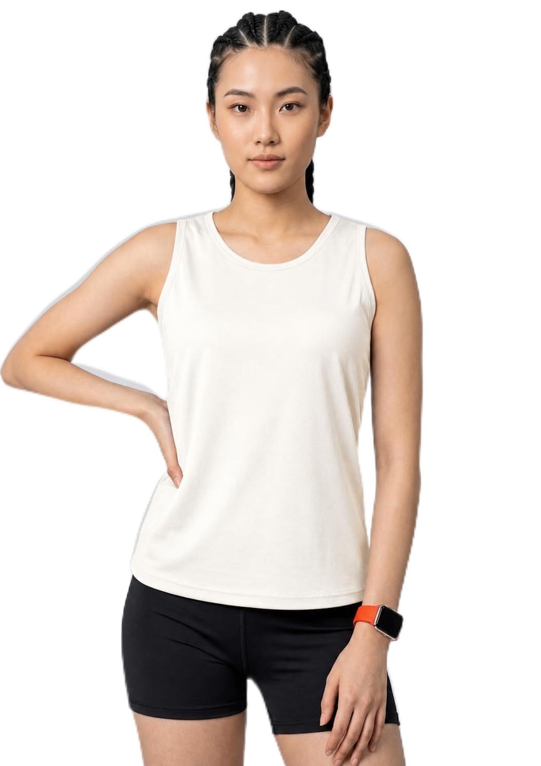 Women’s Solid White Sleeveless Gym Tank Top | Round Neck Athletic Workout T-Shirt | Quick Dry Activewear for Yoga, Running & Training-picture-41