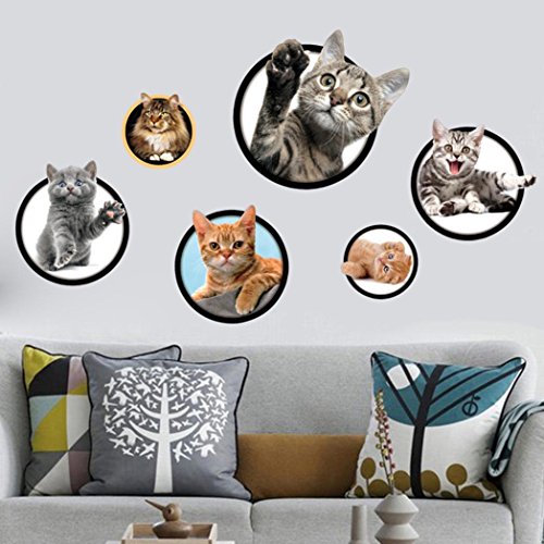 Colorido 5Pcs/Sheet 3D Removable Kitten Cat Wall Sticker Decal Kid’s Bedroom Decor #TOP4