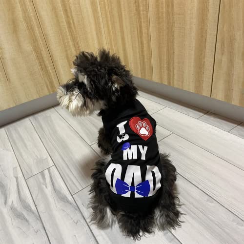 Christmas New Year Dog Shirt For Small Dogs Girls Dog T Shirts For Medium Dogs Funny Heart Embroidery I Love My Dad Patterns Breathable Puppy Tank Top Vest Tee Sleevless Black,Dog Gifts For Dog Father #TOP2