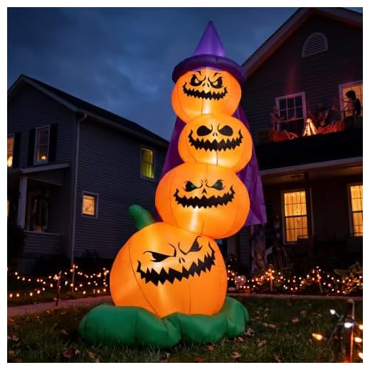 Joiedomi 6 FT Halloween Inflatable Stacked Pumpkins with Build-in LEDs Blow Up Inflatables for Halloween Party Indoor, Outdoor, Yard, Garden, Lawn Decorations