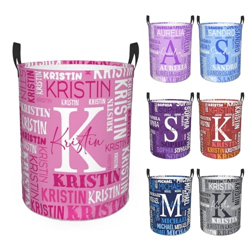 Image of Custom Name Laundry Hamper, Personalized Laundry Basket with Name for Baby Boys Girls, Customized Collapsible Dirty Clothes Hamper Storage with Handles for Bedroom Bathroom Dorm Room Decor