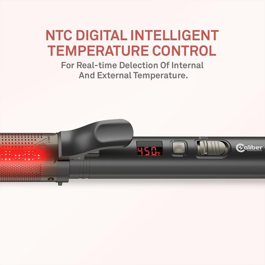Caliber Lumina Heat Professional Infrared Curling Iron with Digital Temperature Control, 3 Sizes (1-1/8 inch (28mm))