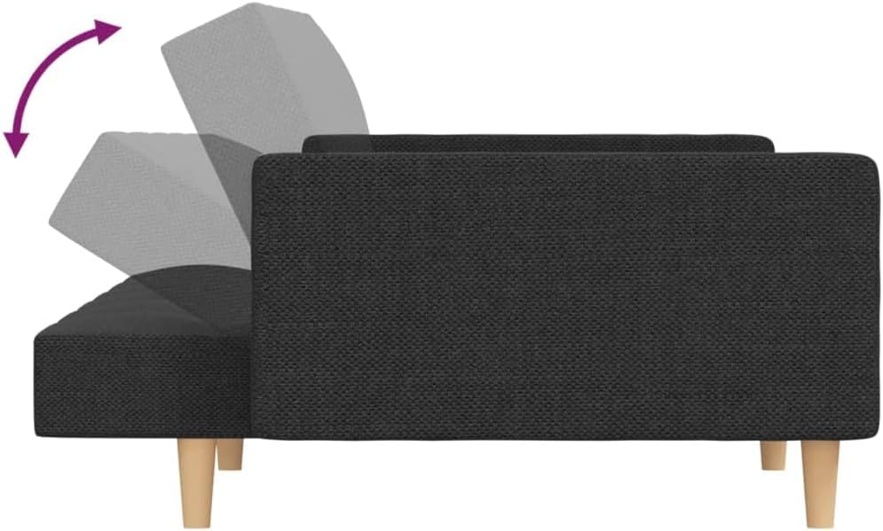 Sofa Bed Dark Grey 100% Polyester Fabric Living Room Furniture