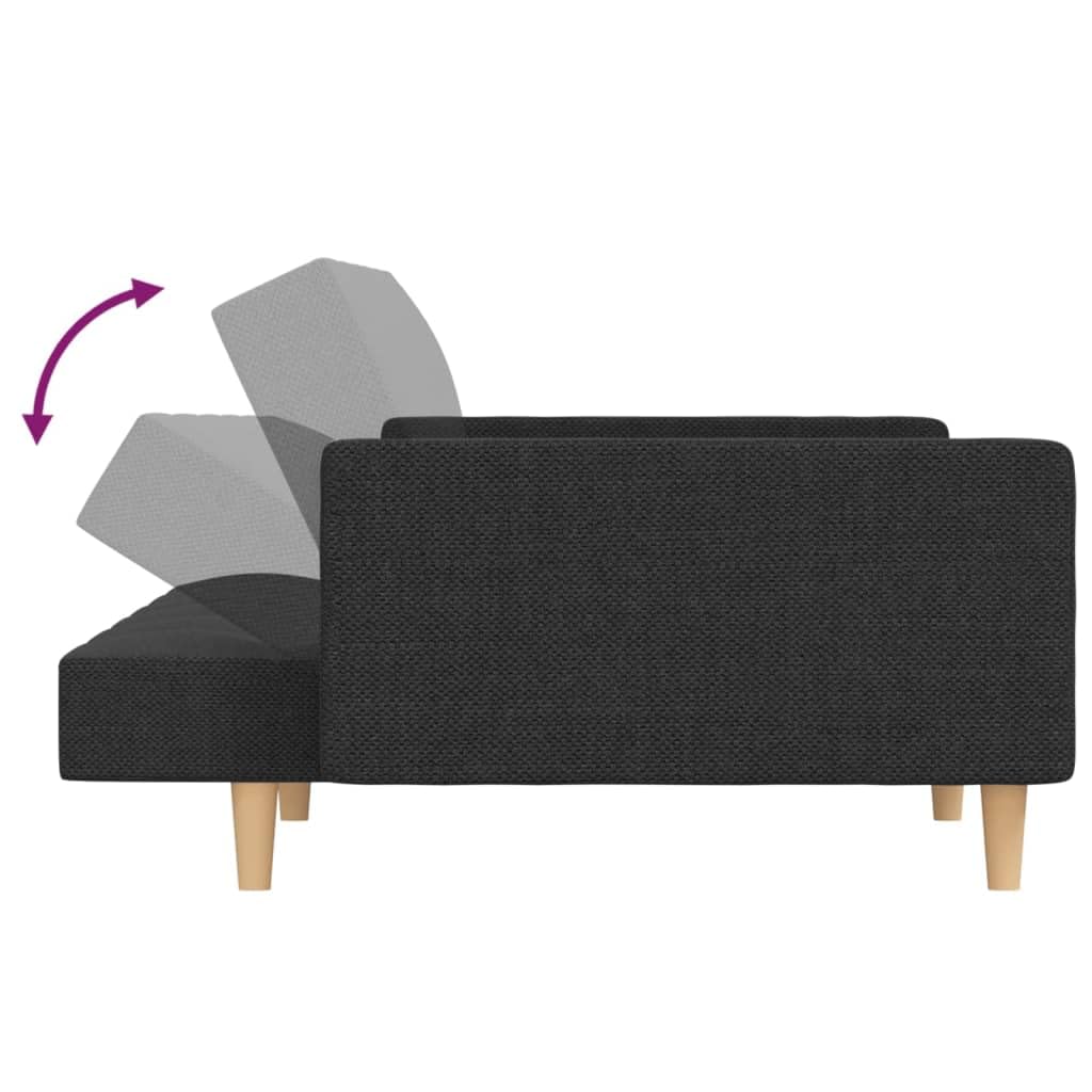 Sofá cama de 2 plazas, color gris oscuro, 220 x 84,5 x 69 cm, marco de madera, moderno con 2 cojines, función plegable, poco espacio, para sala de estar, dormitorio de invitados, oficina