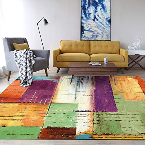 Tapis salon anti-glisse et lavable encre abstraite douce 120 x 160 cm
