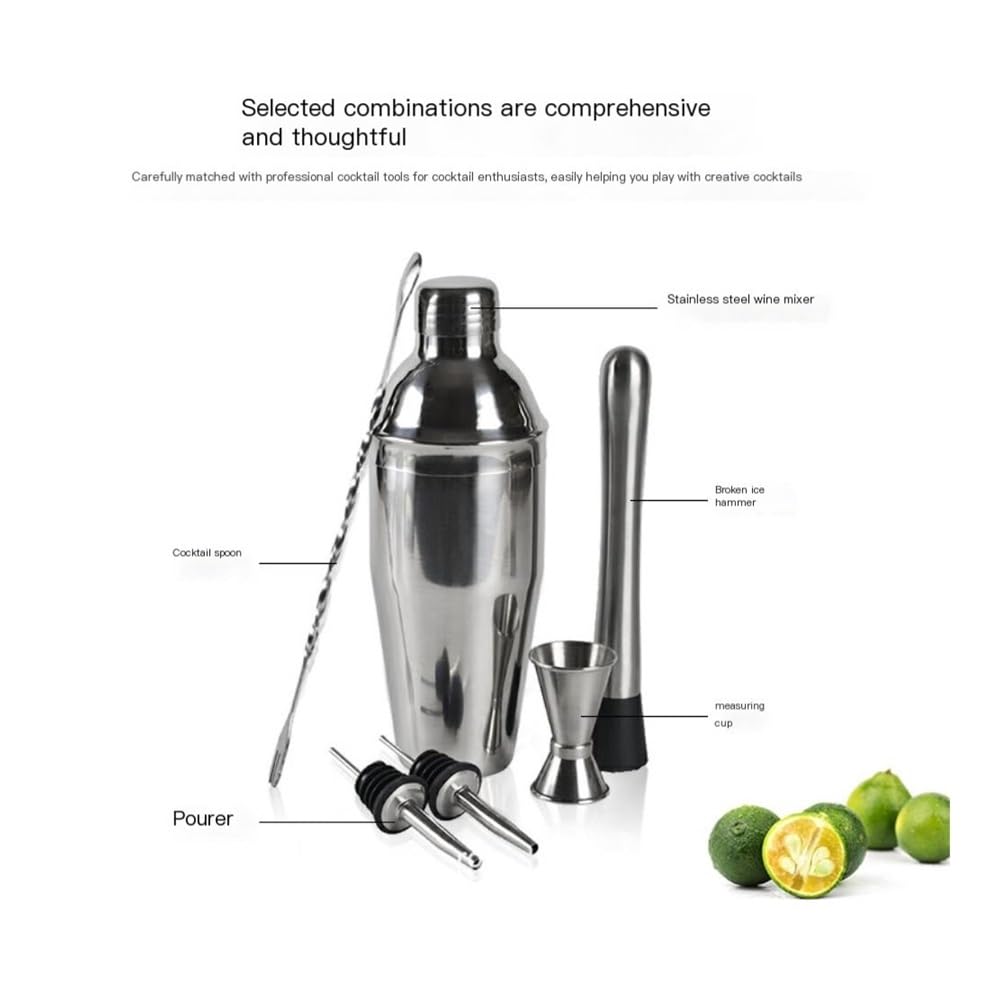 Shaker à cocktails Ensemble de barman à domicile 6 pièces - Kit shaker à cocktails et à café avec passoire
