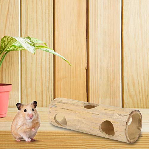 Hamster Tunnel, Natural Bamboo Exercise Tube Hideout Toy for Dwarf Hamsters Small Hedgehogs Gerbils(L), As shown - Image 2