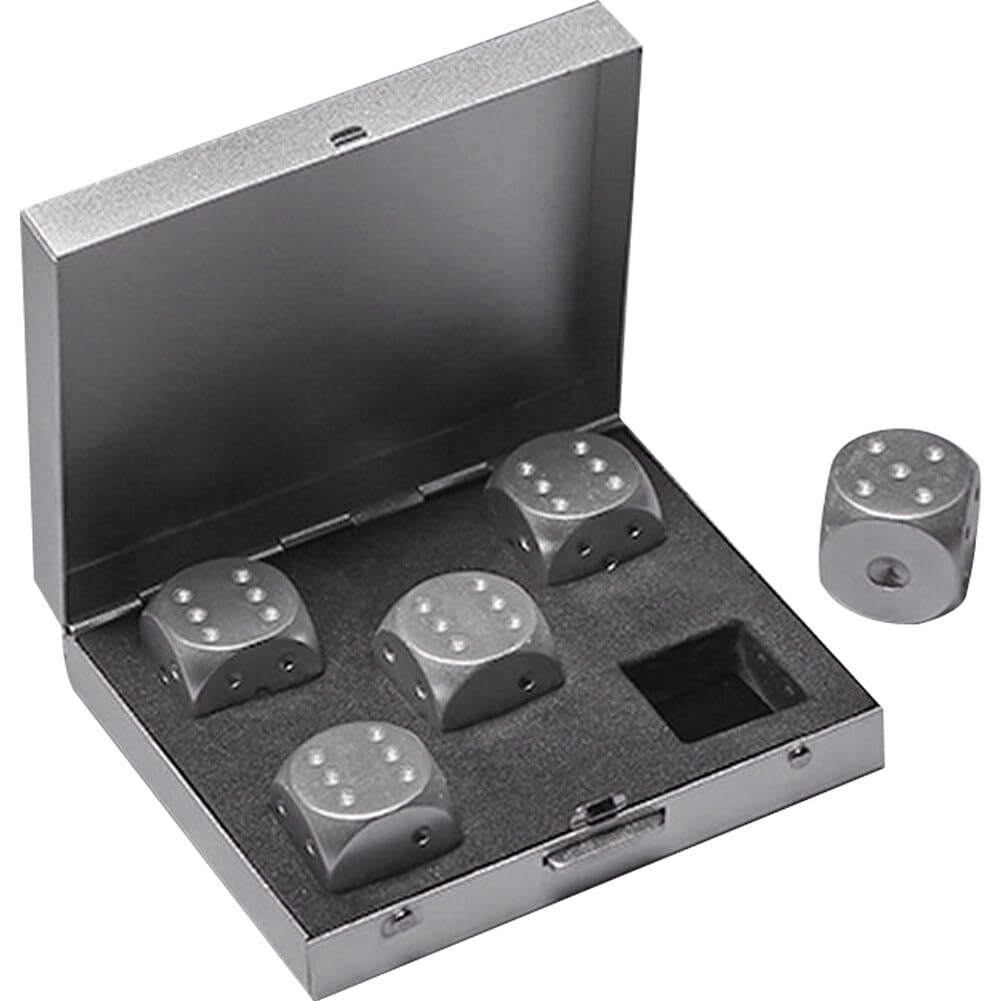 Conjunto De Juegos De Dados De Aleación De Aluminio De 5 Piezas Conjunto De Juegos Portátiles con Metal Box Poker Party Game Toy Portable Dice Man 16 Mm
