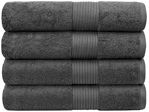 Luxury Extra Large Oversized Bath Towels | Hotel Quality Towels | 650 Gsm | Soft Combed Cotton Towels For Bathroom | Home Spa Bathroom Towels | Thick & Fluffy Bath Sheets | Dark Grey - 4 Pack #TOP26