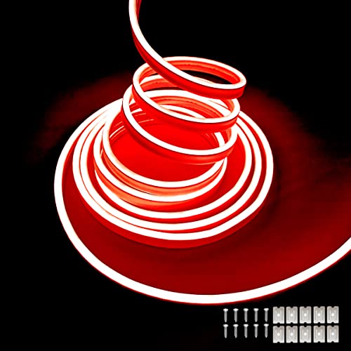 Barre Lumineuse LED néon Rouge, 5 m 12 V DC 600 SMD2835 LED étanche pour décoration intérieure et extérieure (sans entraînement)