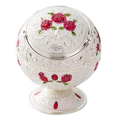 Preisvergleich Produktbild NIAN Langlebig tragbare Legierung runde Kugel aschenbecher Auto aschenbecher Mini aschenbecher Relief gestempelt Muster Geschenk für Outdoor Indoor, blau